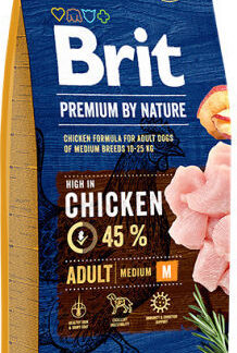 Brit Premium By Nature Adult Medium 15kg Ξηρά Τροφή για Ενήλικους Σκύλους Μεσαίων Φυλών με Κοτόπουλο