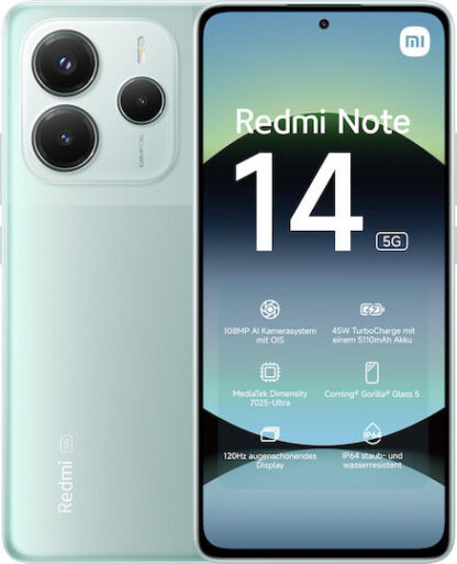 Xiaomi Redmi Note 14 5G 16.9 cm (6.67 ) Hybrid Dual SIM USB Type-C 8 GB 256 GB 5110 mAh Green