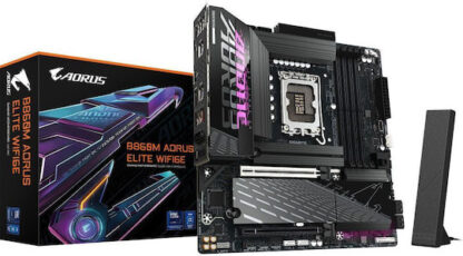 GIGABYTE B860M AORUS ELITE WIFI6E Motherboard - Intel Core Ultra Series CPUs  12+1+2+1 Phases VRM  up to 9200MHz DDR5  1xPCIe 5.0 + 2xPCIe 4.0 M.2  2.5GbE LAN  WIFI 6E  Thunderbolt