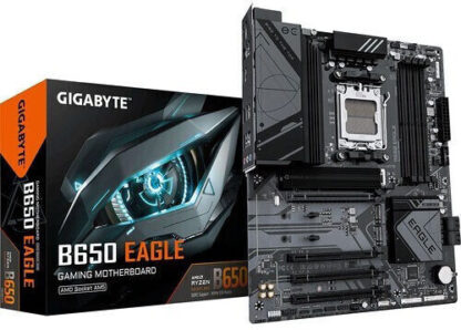 GIGABYTE B650 EAGLE Motherboard - AMD Ryzen 9000 Series CPUs  12+2+2 Phases VRM  up to 7600MHz DDR5 (OC)  1xPCIe 5.0 + 2xPCIe 4.0 M.2  GbE LAN  USB 3.2 Gen 2