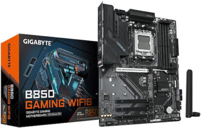 GIGABYTE B850 GAMING WIFI6 Motherboard - AMD Ryzen 9000 Series CPUs  6+2+2 Phasen Digital VRM  up to 8200MHz DDR5 (OC)  1xPCIe 5.0 + 2xPCIe 4.0 M.2  GbE LAN  WIFI 6  USB 3.2 Gen 2