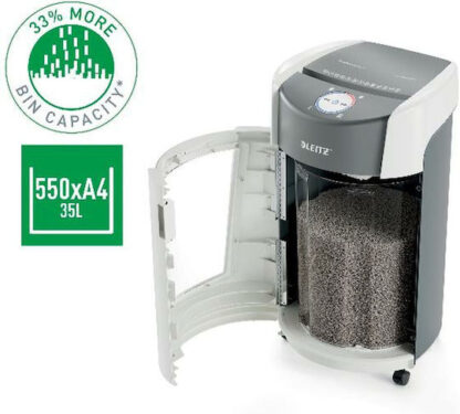 LEITZ Shredder IQ OptiMax Office 35 L  P-5  2x15 shreds  Automatic Start/Stop  Reverse function  Rotating container - 33% larger capacity for shreds.