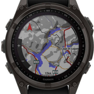 Garmin Fenix 8 Stainless Steel 51mm Αδιάβροχο Smartwatch με Παλμογράφο (Sapphire, Carbon Grey Dlc With Black/Pebble Grey Silicone Band)