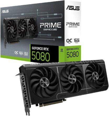Asus GeForce RTX 5080 16GB GDDR7 Prime OC Κάρτα Γραφικών Κωδικός: 90YV0LX0-M0NA00