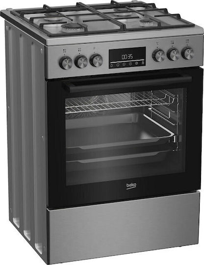 Beko Κουζίνα 72lt με Εστίες Φυσικού Αερίου Π60εκ. Inox Κωδικός: FBM62330GXTN