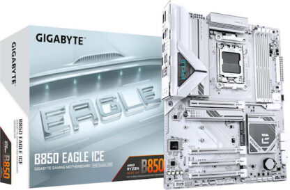 GIGABYTE B850 EAGLE ICE Motherboard - AMD Ryzen 9000 Series CPUs  8+2+2 Phases Digital VRM  up to 8200MHz DDR5 (O.C)  1xPCIe 5.0 + 2xPCIe 4.0 M.2  2.5 GbE LAN  USB 3.2 Gen 2