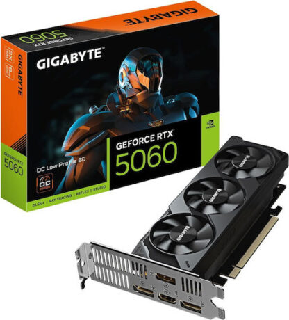 GIGABYTE GeForce RTX 5060 OC Low Profile 8G Graphics Card - 8GB GDDR7  128bit  PCI-E 5.0  2512 MHz Core Clock  3 x DisplayPort  1 x HDMI  GV-N5060OC-8GL
