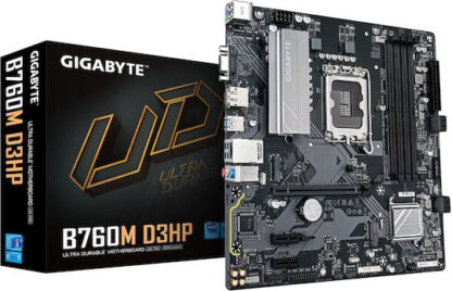 GIGABYTE B760M D3HP Motherboard - Intel Core 14th Gen CPUs  4+1+1 Phases VRM  up to 5600MHz DDR5  2xPCIe 4.0 M.2  GbE LAN  USB 3.2 Gen 1