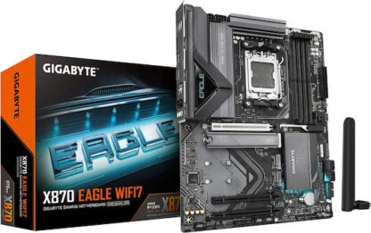 GIGABYTE X870 EAGLE WIFI7 Motherboard - Supports AMD Ryzen 9000 CPUs  14+2+2 phases VRM  up to 8000MHz DDR5 (OC)  1xPCIe 5.0 + 2xPCIe 4.0  Wi-Fi 7  2.5GbE LAN  USB 4
