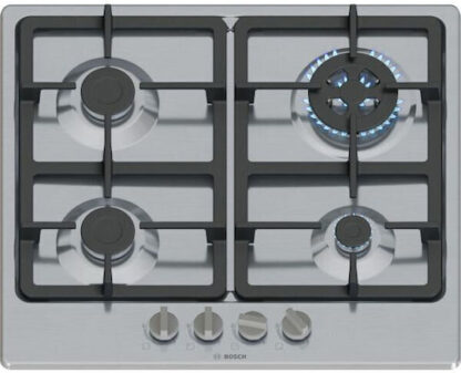 Bosch Serie 4 PGH6B5K90 hob Stainless steel Built-in 58 cm Gas 4 zone(s)