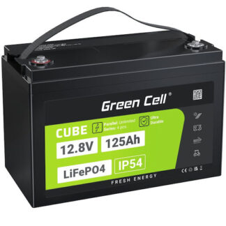Green Cell Žalias Cell CUBE LiFePO4 125Ah 12 8V 1600Wh liio geležies fosfato baterija kemperiui  sauls energijai  neprijungtai prie tinklo  laivui Lithium Iron Phosphate (LiFePO4) 12.8 V