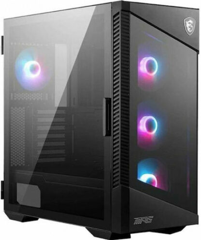 MSI MPG VELOX 100R Mid Tower Gaming Computer Case 'Black  4x 120mm ARGB Fans  1-6 ARGB Hub  ARGB light strip  USB Type-C  Tempered Glass  Center  E-ATX  ATX  mATX  mini-ITX