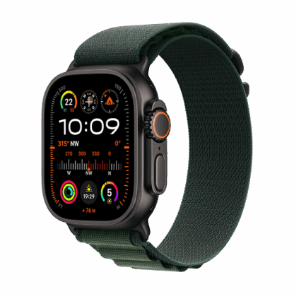 Watch Apple Watch Ultra 2 (2024) LTE 49mm Black Titanium Case with Alpine Loop S - Dark Green