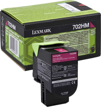 Lexmark 702HM Γνήσιο Toner Laser Εκτυπωτή Ματζέντα High Yield Return Program 3000 Σελίδων (70C2HM0)