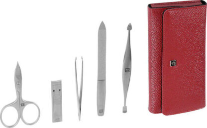 Zwilling Premium snap fastener leather case, red, 5 pcs.