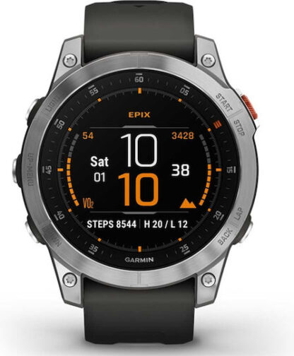 Garmin epix 3.3 cm (1.3 ) AMOLED 47 mm Digital 416 x 416 pixels Touchscreen Silver Wi-Fi GPS (satellite)