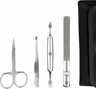 Zwilling CLASSIC snap fastener leather case, black, 5 pcs.