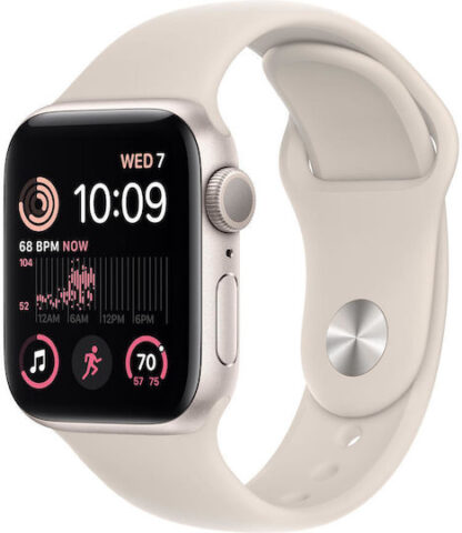Apple Watch SE 2023 Aluminium 40mm Αδιάβροχο με Παλμογράφο (Starlight με Starlight Sport Band (S/M))