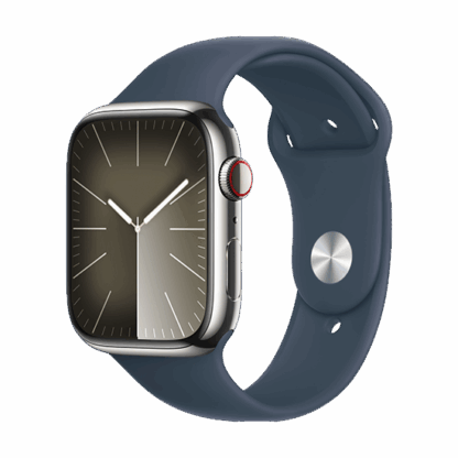 Watch Apple Watch Series 9 LTE 45mm Silver Stainless Steel Case with Sport Band S/M - Storm Blue