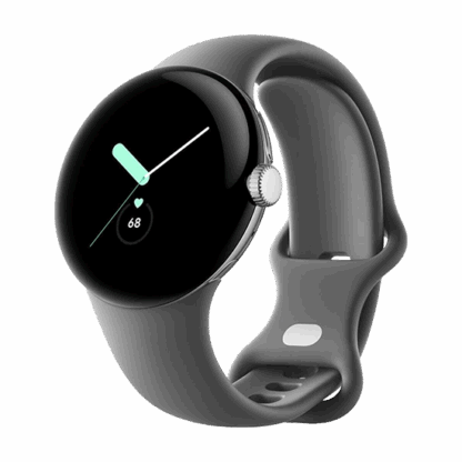 Google Pixel Watch Stainless Steel 41mm με Παλμογράφο (Polished Silver case/Charcoal Active band)