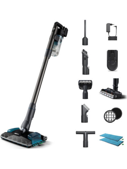 Philips 8000 series XC8057/01 stick vacuum/electric broom Battery Dry&wet Cyclonic Bagless 0.6 L Aqua colour  Black