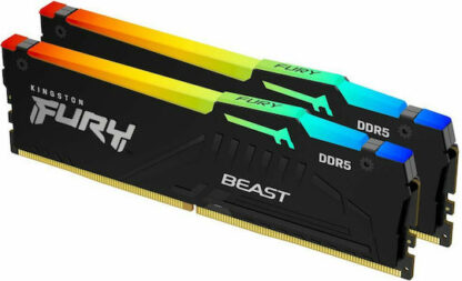 Kingston Fury Beast RGB DDR5 32GB RAM με 2x16GB Modules και Ταχύτητα 5200 για Desktop Κωδικός: KF552C40BBAK2-32