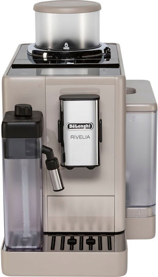 De'Longhi Rivelia Αυτόματη Μηχανή Espresso 1450W Πίεσης 19bar για Cappuccino με Μύλο Άλεσης Μπεζ