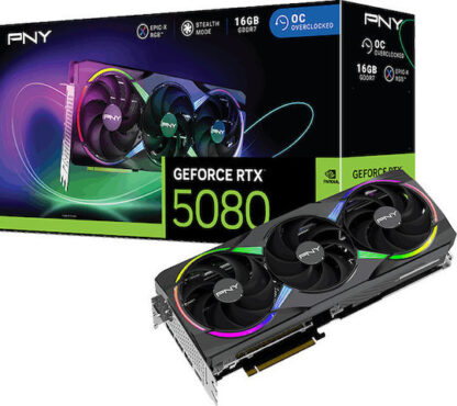 PNY GeForce RTX 5080 16GB GDDR7 EPIC-X RGB Overclocked Κάρτα Γραφικών Κωδικός: VCG508016TFXXPB1-O