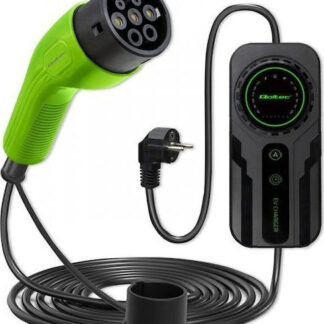 Qoltec Mobile EV Charger with 2-in-1 Type 2 SCHUKO 3.5kW 230V LCD Portable Wallbox 5m