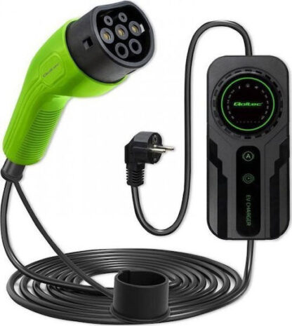 Qoltec Mobile EV Charger with 2-in-1 Type 2 SCHUKO 3.5kW 230V LCD Portable Wallbox 5m