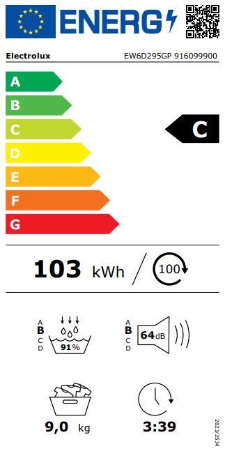 ELECTROLUX EW6D295GP tumble dryer ELECTROLUX EW6D295GP tumble dryer