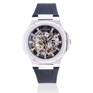 "TIMELESS" SKELETON BLACK & GOLD RUBBER WATCH
