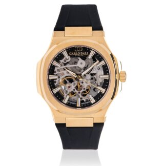 "TIMELESS" SKELETON BLACK & SILVER RUBBER WATCH