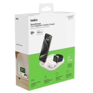 Belkin BOOST Charge 3in1 Qi2 15W magn.Charg.Stand wh. WIZ029vfWH Belkin BOOST Charge 3in1 Qi2 15W magn.Charg.Stand wh. WIZ029vfWH