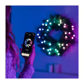 Twinkly pre-lit wreath 50 RGB LED Green wire Plug type C