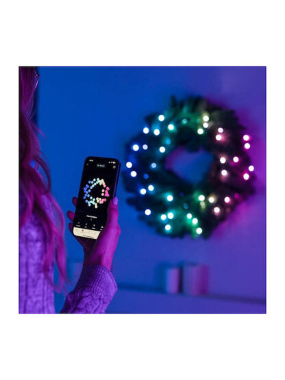 Twinkly pre-lit wreath 50 RGB LED Green wire Plug type C