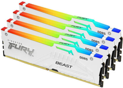 Kingston Technology FURY Beast 128GB 5600MT/s DDR5 CL40 DIMM (Kit of 4) White RGB XMP