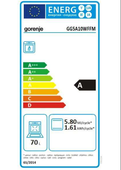 Gorenje GG5A10WFFM Freestanding cooker with oven White Gorenje GG5A10WFFM Freestanding cooker with oven White