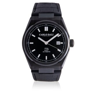 "1888 automatic" BLACK, SILVER & BLUE LEATHER WATCH