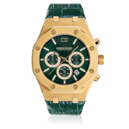 GREECE 2021 Chronograph leather Green Limited Watch (GOLD RING)