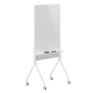 Ergo Office mobile dry erase board  vertical orientation  white  single sided  with shelf  board dimensions 1190x790mm  ER-305