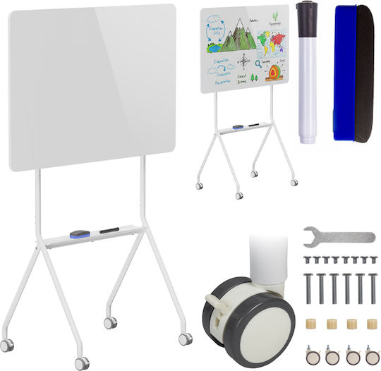 Ergo Office mobile dry erase board  horizontal orientation  white  single sided  with shelf  board dimensions 1190x790mm  ER-306