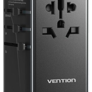 Uniwersalny adapter podrÃ³Å¼ny z ÅadowarkÄ Vention 100W GaN 1x USB-A 3x USB-C czarny