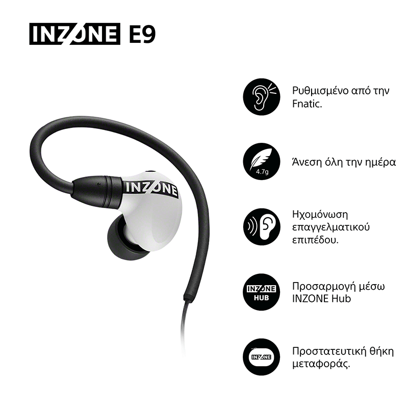 Sony INZONE E9 In-Ear Gaming Ακουστικά (Λευκό) Sony INZONE E9 In-Ear Gaming Ακουστικά (Λευκό)
