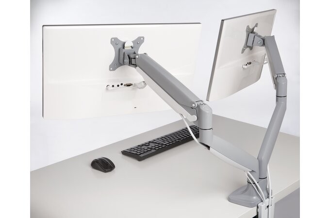 One-Touch Height Adjustable Dual Monitor Arm One-Touch Height Adjustable Dual Monitor Arm