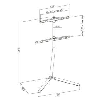TV stand with V-foot black