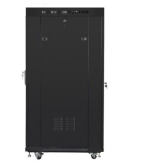 19 inch installation cabinet, standing, 27u 800x1000 black, lcd glass door (flat pack)