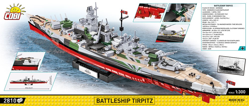 Blocks Historical Collection Battleship Tirpitz 2810 elements Blocks Historical Collection Battleship Tirpitz 2810 elements