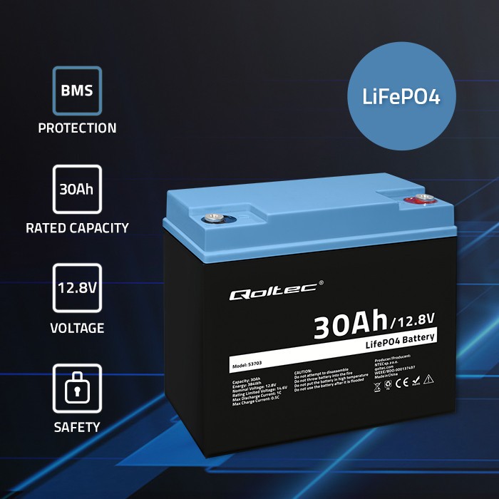LiFePO4 battery 12.08V, 30Ah, 384Wh, BM LiFePO4 battery 12.08V, 30Ah, 384Wh, BM