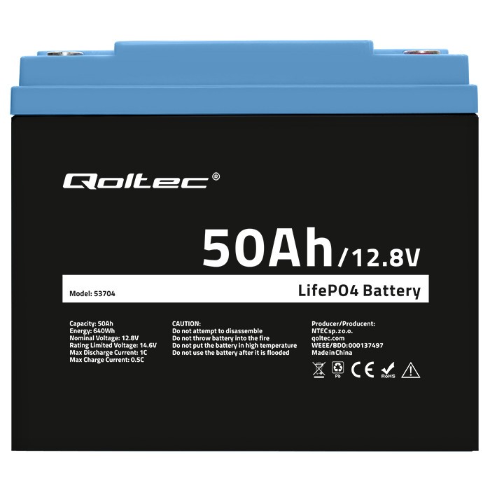 LiFePO4 battery 12.8V, 50Ah, 640Wh, BMS LiFePO4 battery 12.8V, 50Ah, 640Wh, BMS